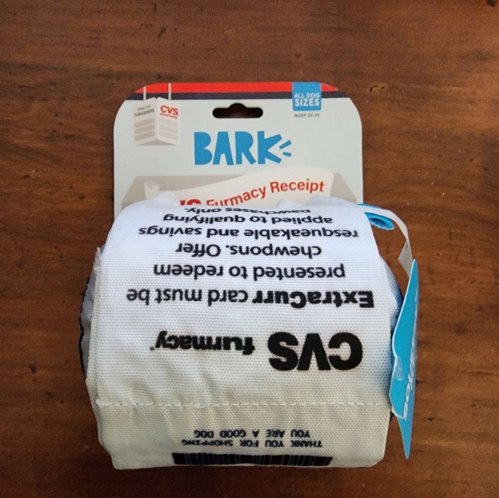 CVS Furmacy Receipt BARK Dog Toy